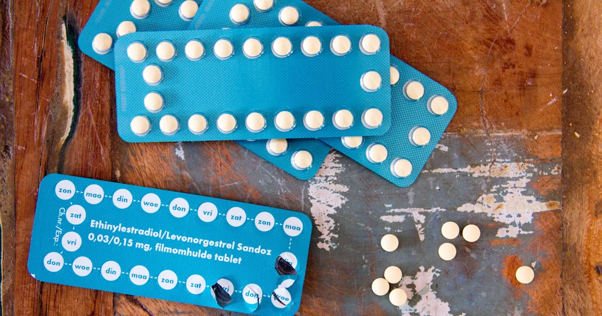 Several blister packs of contraceptive pills